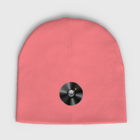 Мужская шапка демисезонная с принтом Виниловая пластинка  смайл бомбочка в Кировске,  |  | Тематика изображения на принте: 