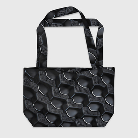 Пляжная сумка 3D с принтом Чёрный абстрактный принт от нейросети в Екатеринбурге, 100% полиэстер | застегивается на металлическую кнопку; внутренний карман застегивается на молнию. Стенки укреплены специальным мягким материалом, чтобы защитить содержимое от несильных ударов
 | 