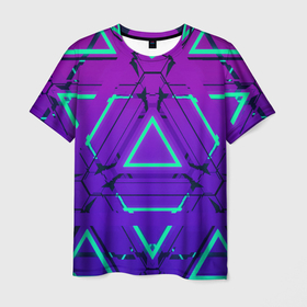 Мужская футболка 3D с принтом Cyber armor   neon в Кировске, 100% полиэфир | прямой крой, круглый вырез горловины, длина до линии бедер | 