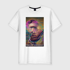 Мужская футболка хлопок Slim с принтом Vincent Van Gogh   автопортрет   нейросеть в Петрозаводске, 92% хлопок, 8% лайкра | приталенный силуэт, круглый вырез ворота, длина до линии бедра, короткий рукав | 