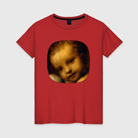 Женская футболка хлопок с принтом Картина ренессанса   Леонардо да Винчи в Тюмени, 100% хлопок | прямой крой, круглый вырез горловины, длина до линии бедер, слегка спущенное плечо | 