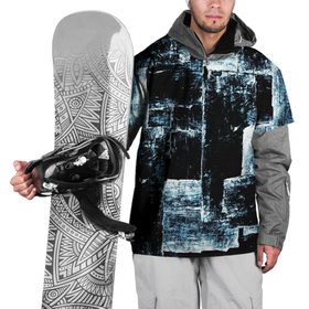 Накидка на куртку 3D с принтом Голубой, чёрный и белый абстракт в Курске, 100% полиэстер |  | 