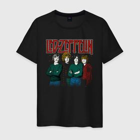 Мужская футболка хлопок с принтом Led Zeppelin винтаж в Кировске, 100% хлопок | прямой крой, круглый вырез горловины, длина до линии бедер, слегка спущенное плечо. | Тематика изображения на принте: 