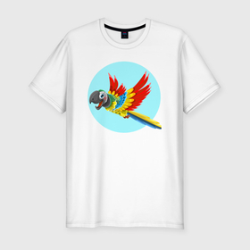 Мужская футболка хлопок Slim с принтом красочный попугай в Петрозаводске, 92% хлопок, 8% лайкра | приталенный силуэт, круглый вырез ворота, длина до линии бедра, короткий рукав | 