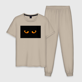 Мужская пижама хлопок с принтом глаза из тьмы , 100% хлопок | брюки и футболка прямого кроя, без карманов, на брюках мягкая резинка на поясе и по низу штанин
 | 