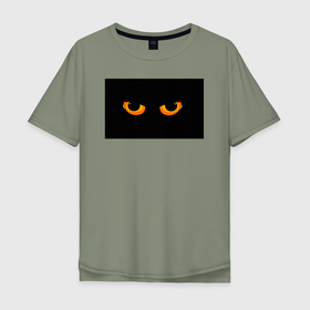 Мужская футболка хлопок Oversize с принтом глаза из тьмы в Кировске, 100% хлопок | свободный крой, круглый ворот, “спинка” длиннее передней части | Тематика изображения на принте: 