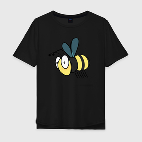 Мужская футболка хлопок Oversize с принтом пчела в Кировске, 100% хлопок | свободный крой, круглый ворот, “спинка” длиннее передней части | 