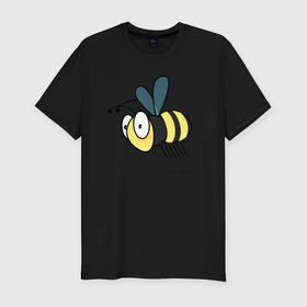 Мужская футболка хлопок Slim с принтом пчела в Кировске, 92% хлопок, 8% лайкра | приталенный силуэт, круглый вырез ворота, длина до линии бедра, короткий рукав | 