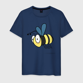 Мужская футболка хлопок с принтом пчела в Кировске, 100% хлопок | прямой крой, круглый вырез горловины, длина до линии бедер, слегка спущенное плечо. | 