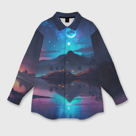 Мужская рубашка oversize 3D с принтом Ночное небо, пейзаж в Новосибирске,  |  | 