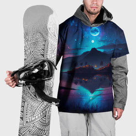 Накидка на куртку 3D с принтом Ночное небо, пейзаж в Кировске, 100% полиэстер |  | Тематика изображения на принте: 