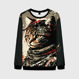 Мужской свитшот 3D с принтом Revolutionary Cat   C Cats collection   HufSya в Тюмени, 100% полиэстер с мягким внутренним слоем | круглый вырез горловины, мягкая резинка на манжетах и поясе, свободная посадка по фигуре | 