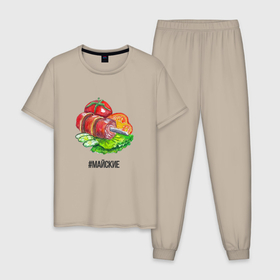 Мужская пижама хлопок с принтом Шашлык с овощами   майские праздники в Курске, 100% хлопок | брюки и футболка прямого кроя, без карманов, на брюках мягкая резинка на поясе и по низу штанин
 | 