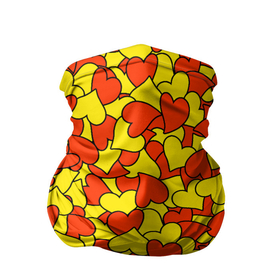 Бандана-труба 3D с принтом Красно желтые сердца , 100% полиэстер, ткань с особыми свойствами — Activecool | плотность 150‒180 г/м2; хорошо тянется, но сохраняет форму | 