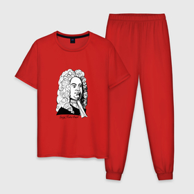 Мужская пижама хлопок с принтом Георг Фридрих Гендель в Белгороде, 100% хлопок | брюки и футболка прямого кроя, без карманов, на брюках мягкая резинка на поясе и по низу штанин
 | 