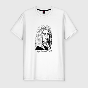 Мужская футболка хлопок Slim с принтом Георг Фридрих Гендель в Тюмени, 92% хлопок, 8% лайкра | приталенный силуэт, круглый вырез ворота, длина до линии бедра, короткий рукав | Тематика изображения на принте: 