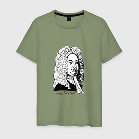 Мужская футболка хлопок с принтом Георг Фридрих Гендель в Кировске, 100% хлопок | прямой крой, круглый вырез горловины, длина до линии бедер, слегка спущенное плечо. | 