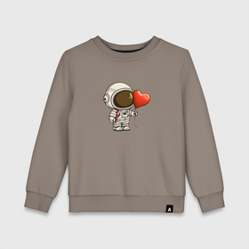 Детский свитшот хлопок с принтом Влюбленный космонавт в Тюмени, 100% хлопок | круглый вырез горловины, эластичные манжеты, пояс и воротник | Тематика изображения на принте: 