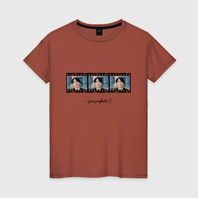 Женская футболка хлопок с принтом Jungkook  BTS в Кировске, 100% хлопок | прямой крой, круглый вырез горловины, длина до линии бедер, слегка спущенное плечо | 