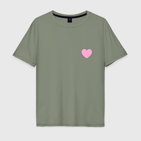 Мужская футболка хлопок Oversize с принтом Розовое сердечко   мини в Белгороде, 100% хлопок | свободный крой, круглый ворот, “спинка” длиннее передней части | Тематика изображения на принте: 