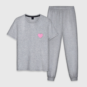 Мужская пижама хлопок с принтом Розовое сердечко   мини в Белгороде, 100% хлопок | брюки и футболка прямого кроя, без карманов, на брюках мягкая резинка на поясе и по низу штанин
 | Тематика изображения на принте: 