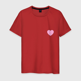 Мужская футболка хлопок с принтом Розовое сердечко   мини в Белгороде, 100% хлопок | прямой крой, круглый вырез горловины, длина до линии бедер, слегка спущенное плечо. | Тематика изображения на принте: 