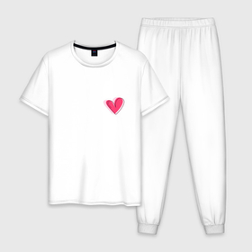 Мужская пижама хлопок с принтом Бьющееся сердце   мини в Тюмени, 100% хлопок | брюки и футболка прямого кроя, без карманов, на брюках мягкая резинка на поясе и по низу штанин
 | 