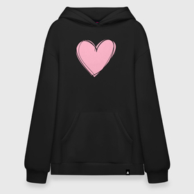 Худи SuperOversize хлопок с принтом Большое нарисованное сердце в Смоленске, 70% хлопок, 30% полиэстер, мягкий начес внутри | карман-кенгуру, эластичная резинка на манжетах и по нижней кромке, двухслойный капюшон
 | Тематика изображения на принте: 