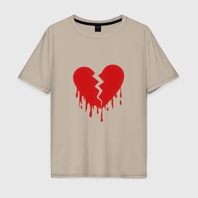 Мужская футболка хлопок Oversize с принтом Большое разбитое сердце в Санкт-Петербурге, 100% хлопок | свободный крой, круглый ворот, “спинка” длиннее передней части | 