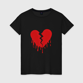 Женская футболка хлопок с принтом Большое разбитое сердце в Санкт-Петербурге, 100% хлопок | прямой крой, круглый вырез горловины, длина до линии бедер, слегка спущенное плечо | 