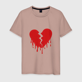 Мужская футболка хлопок с принтом Большое разбитое сердце в Екатеринбурге, 100% хлопок | прямой крой, круглый вырез горловины, длина до линии бедер, слегка спущенное плечо. | 