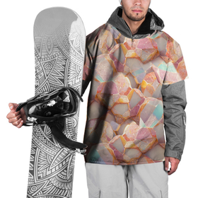 Накидка на куртку 3D с принтом Текстура розового мрамора на камнях , 100% полиэстер |  | Тематика изображения на принте: 