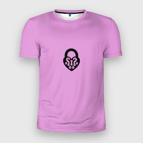 Мужская футболка 3D Slim с принтом Замочек к ключику розовый в Петрозаводске, 100% полиэстер с улучшенными характеристиками | приталенный силуэт, круглая горловина, широкие плечи, сужается к линии бедра | Тематика изображения на принте: 