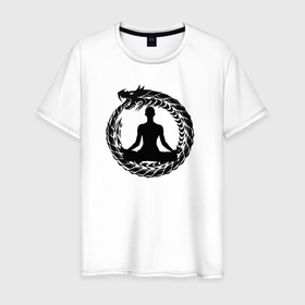 Мужская футболка хлопок с принтом Тату Уроборос в Петрозаводске, 100% хлопок | прямой крой, круглый вырез горловины, длина до линии бедер, слегка спущенное плечо. | 