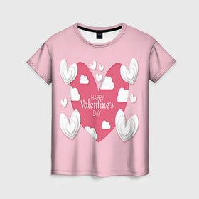 Женская футболка 3D с принтом Сердце на день святого валентина в Тюмени, 100% полиэфир ( синтетическое хлопкоподобное полотно) | прямой крой, круглый вырез горловины, длина до линии бедер | 