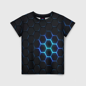 Детская футболка 3D с принтом Стальная кибер броня , 100% гипоаллергенный полиэфир | прямой крой, круглый вырез горловины, длина до линии бедер, чуть спущенное плечо, ткань немного тянется | 