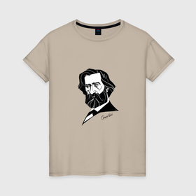 Женская футболка хлопок с принтом Композитор Джузеппе Верди в Тюмени, 100% хлопок | прямой крой, круглый вырез горловины, длина до линии бедер, слегка спущенное плечо | 