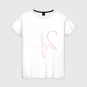 Женская футболка хлопок с принтом Женская половина сердца в Екатеринбурге, 100% хлопок | прямой крой, круглый вырез горловины, длина до линии бедер, слегка спущенное плечо | 