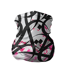 Бандана-труба 3D с принтом Черно розовая каллиграфия в Курске, 100% полиэстер, ткань с особыми свойствами — Activecool | плотность 150‒180 г/м2; хорошо тянется, но сохраняет форму | 