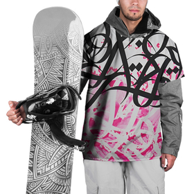 Накидка на куртку 3D с принтом Черно розовая каллиграфия в Белгороде, 100% полиэстер |  | 