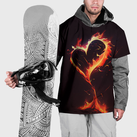 Накидка на куртку 3D с принтом Арт нейросети пламенное сердце в Кировске, 100% полиэстер |  | 