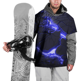 Накидка на куртку 3D с принтом Красивая синяя неоновая лава в Новосибирске, 100% полиэстер |  | 