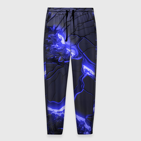 Мужские брюки 3D с принтом Красивая синяя неоновая лава в Тюмени, 100% полиэстер | манжеты по низу, эластичный пояс регулируется шнурком, по бокам два кармана без застежек, внутренняя часть кармана из мелкой сетки | 