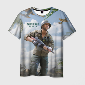 Мужская футболка 3D с принтом World War Heroes солдат , 100% полиэфир | прямой крой, круглый вырез горловины, длина до линии бедер | 
