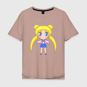 Мужская футболка хлопок Oversize с принтом Sailor moon chibi , 100% хлопок | свободный крой, круглый ворот, “спинка” длиннее передней части | 