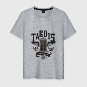 Мужская футболка хлопок с принтом Tardis time lord в Екатеринбурге, 100% хлопок | прямой крой, круглый вырез горловины, длина до линии бедер, слегка спущенное плечо. | 