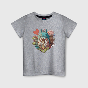 Детская футболка хлопок с принтом Арт сердце в стиле Студии Гибли , 100% хлопок | круглый вырез горловины, полуприлегающий силуэт, длина до линии бедер | 