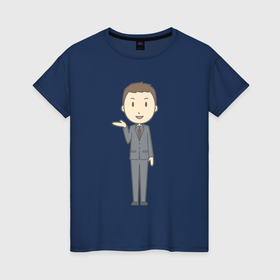 Женская футболка хлопок с принтом Офисный джентльмен показывает в Санкт-Петербурге, 100% хлопок | прямой крой, круглый вырез горловины, длина до линии бедер, слегка спущенное плечо | 