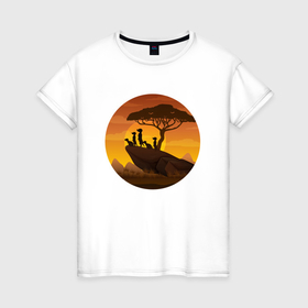 Женская футболка хлопок с принтом Сурикаты на закате в Петрозаводске, 100% хлопок | прямой крой, круглый вырез горловины, длина до линии бедер, слегка спущенное плечо | 