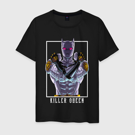 Мужская футболка хлопок с принтом Killer Queen anime , 100% хлопок | прямой крой, круглый вырез горловины, длина до линии бедер, слегка спущенное плечо. | 